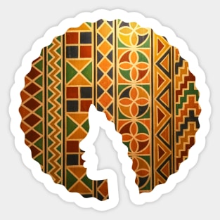Afro Hair Woman with African Pattern, Black History Sticker